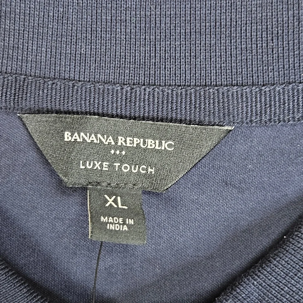 Banana Republic Luxe Touch Polo Men XL Navy Short Sleeve Cotton NEW